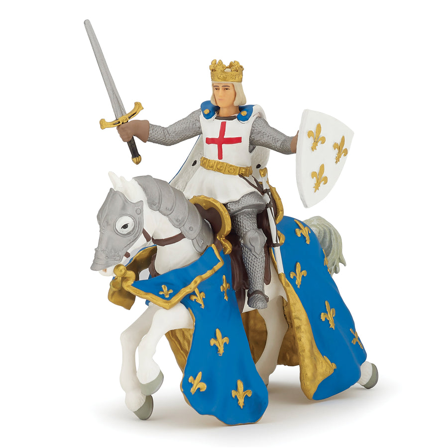 Saint Louis et son cheval Papo en PVC, Collection Personnage historiques, jouet éducatif idéal pour enfants et collectionneurs