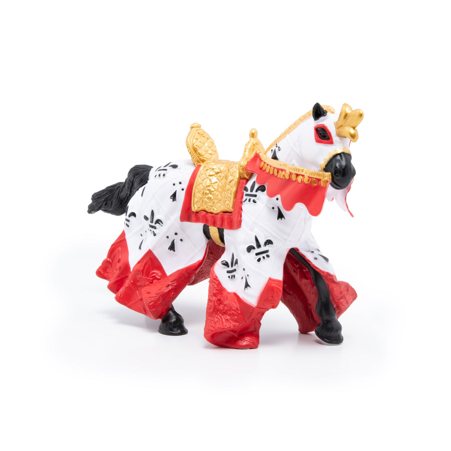 Cheval du roi Arthur rouge Papo en PVC, Collection Médiéval, jouet éducatif idéal pour enfants et collectionneurs