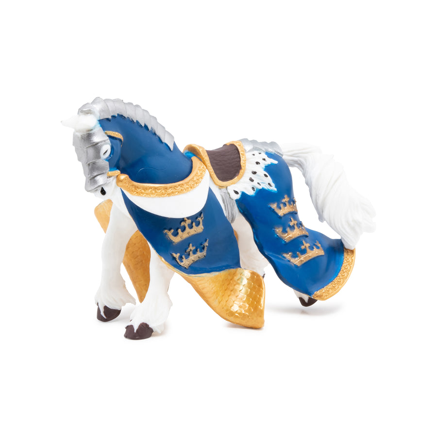 Cheval du roi Arthur bleu Papo en PVC, Collection Médiéval, jouet éducatif idéal pour enfants et collectionneurs