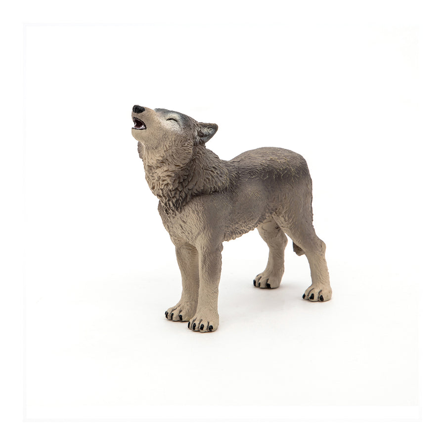 Figurine Loup hurlant Papo en PVC, thème forêt, Collection Animaux sauvages, jouet éducatif idéal pour enfants et collectionneurs