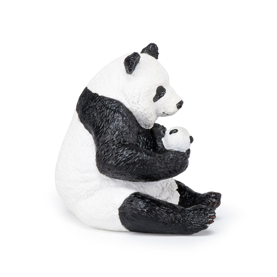 Panda assis et son bébé Papo en PVC, Collection Animaux sauvages, jouet éducatif idéal pour enfants et collectionneurs